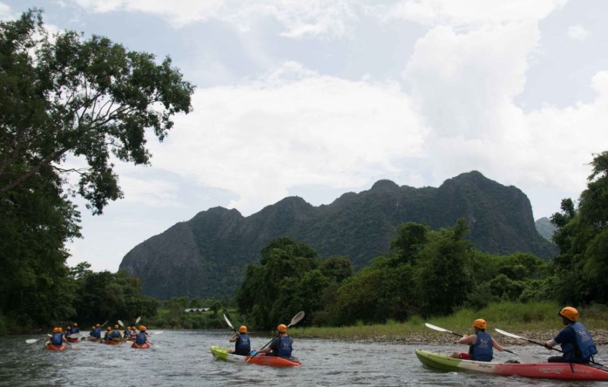 From Vang Vieng: Tham Nangfar & Tham Nam with Kayaking