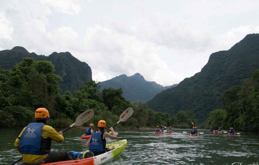 From Vang Vieng: Tham Nangfar & Tham Nam with Kayaking